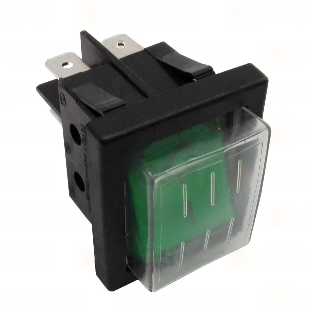 PULSADOR VERDE 30X22MM 230V CON FUNDA