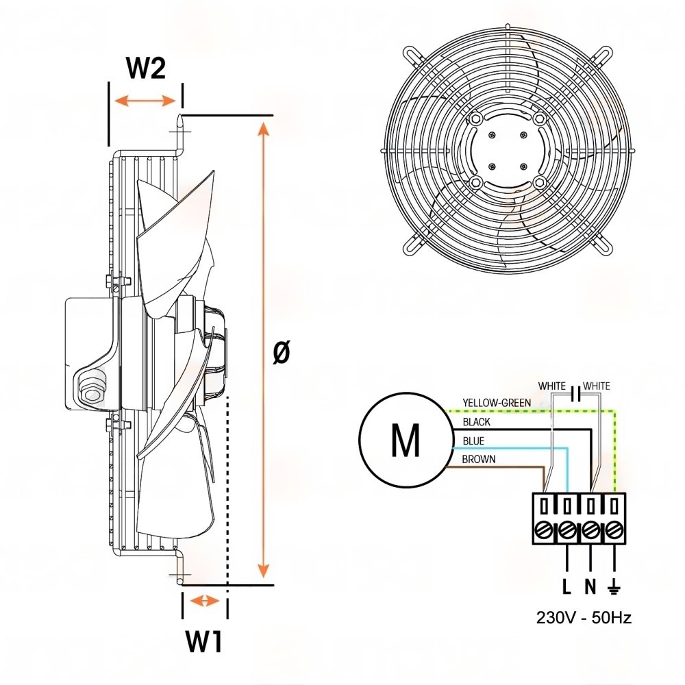 VENTILADOR HRB/4-300 BPN 230V 50/60HZ 84W ASP - Imagen 2