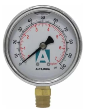 MANOMETRO DE PRESION 0-100 PSI CON GLICERINA